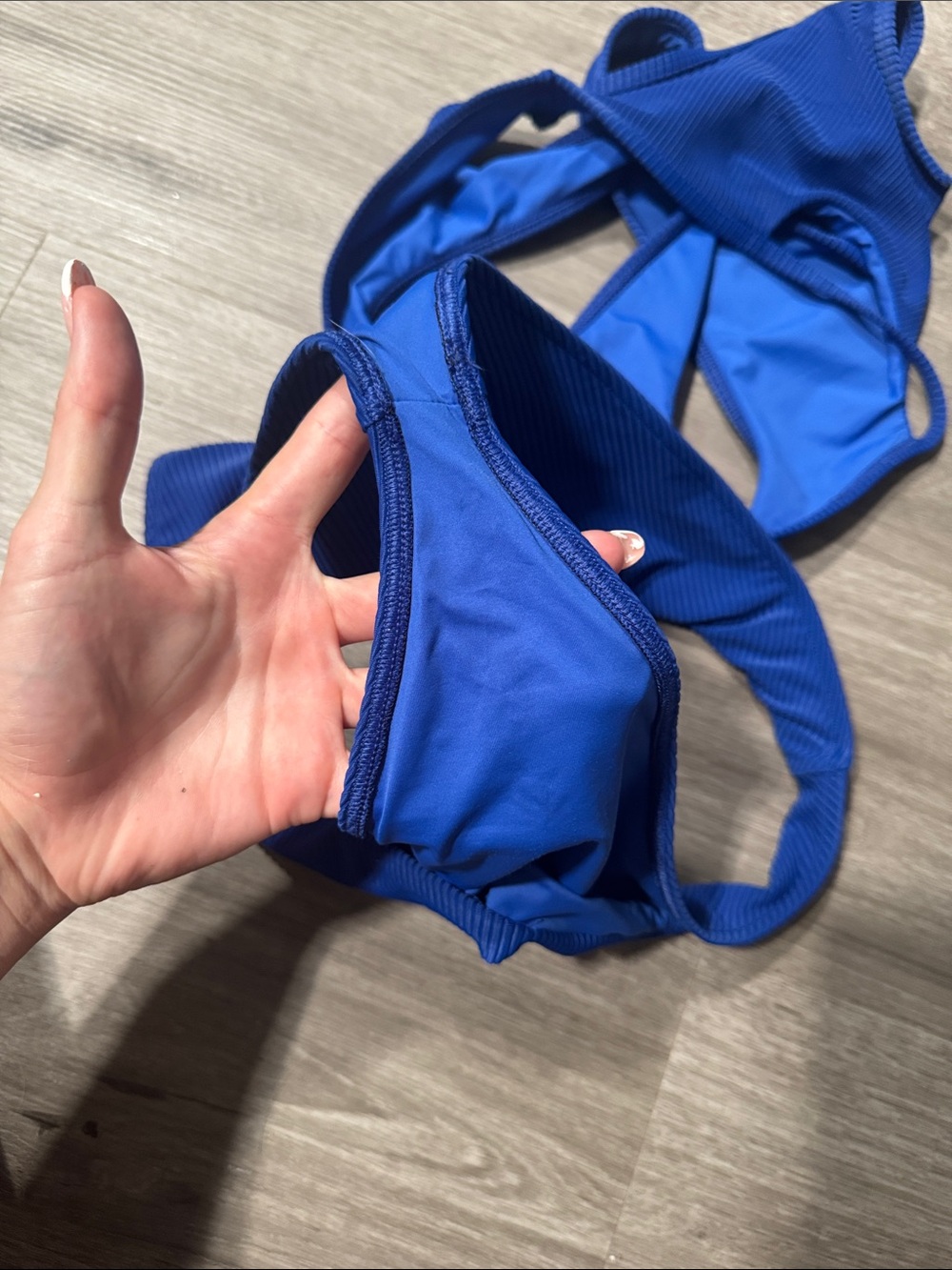 Frankie’s Bikinis Cole Ribbed Top Matching Enzo Ribbed Bottoms Cerulean Blue - Picture 8 of 8